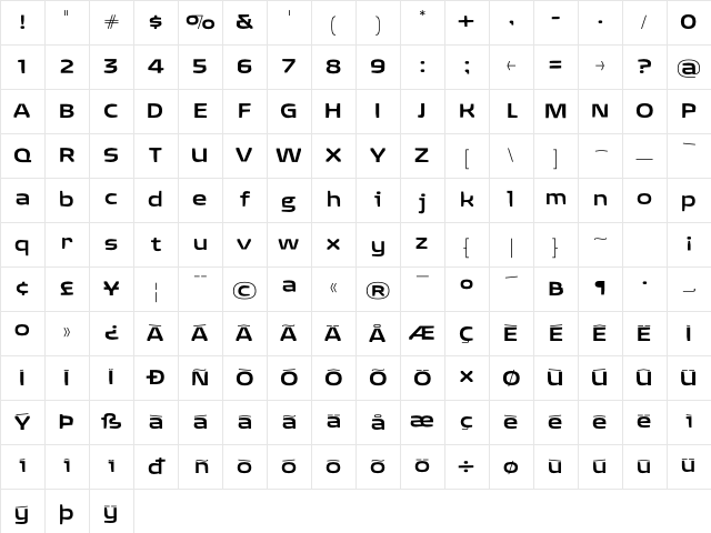 Quagmire MediumExtended Character Map Quagmire MediumExtended Character Map