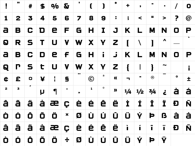 Quartan LT Std Bold Character Map Quartan LT Std Bold Character Map