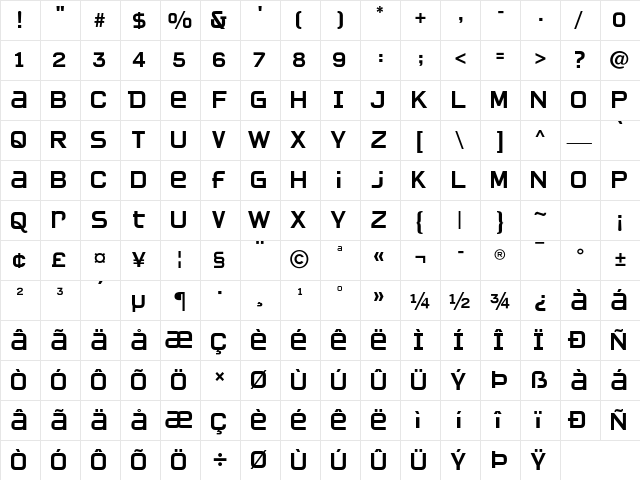 Quartan LT Std Book Character Map