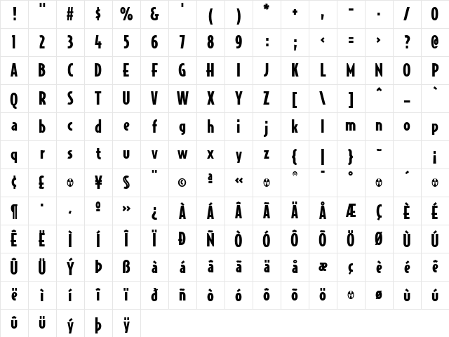 BodegaSans Black Character Map