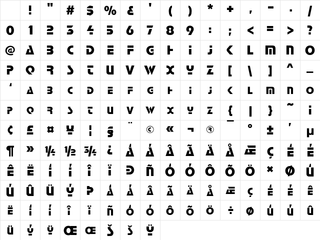 Quasar Regular Character Map Quasar Regular Character Map