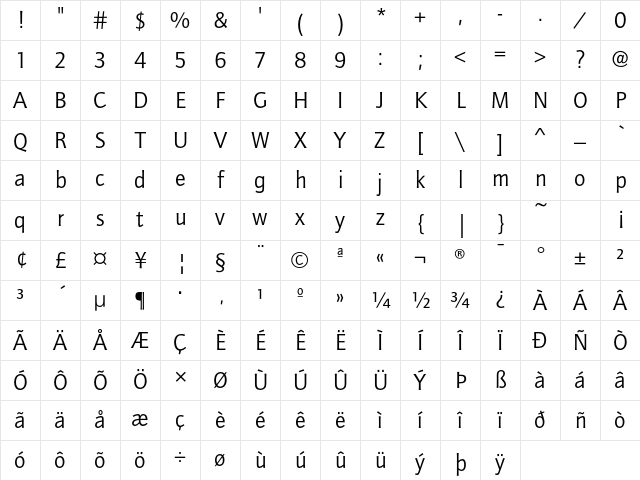 QuaySansEF Book Character Map QuaySansEF Book Character Map