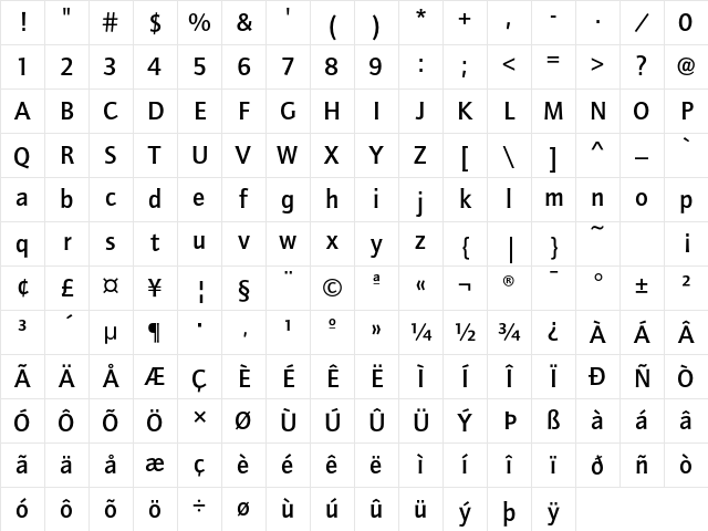 QuaySansEF Medium Character Map