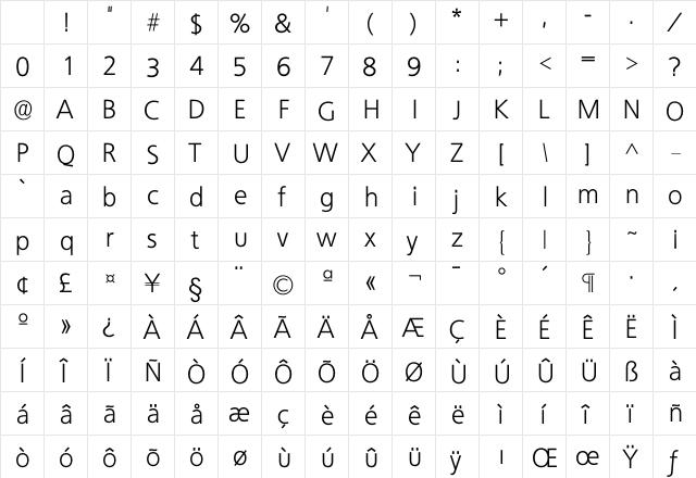 Quebeck Light Character Map Quebeck Light Character Map