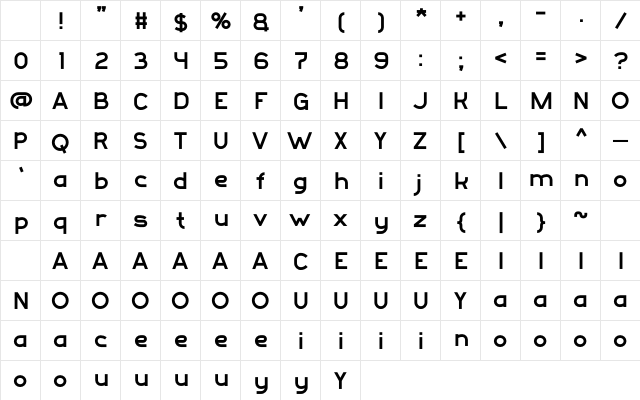 QUICK-ZIP Regular Character Map QUICK-ZIP Regular Character Map