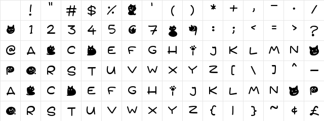 Quiet Meows Regular Character Map