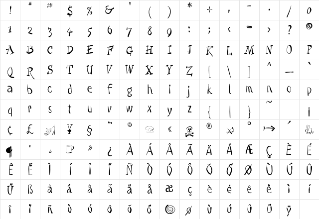 Quill Demi Character Map