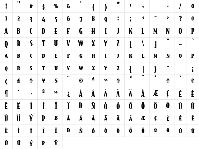 BodegaSerif BlackSmallcaps Character Map