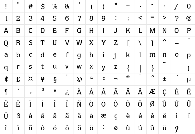 QuorumEF-Medium Regular Character Map