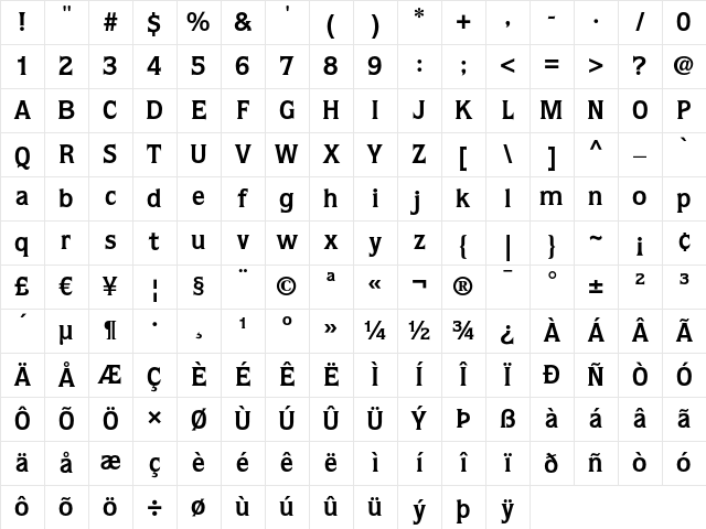 ITC Quorum LT Bold Character Map