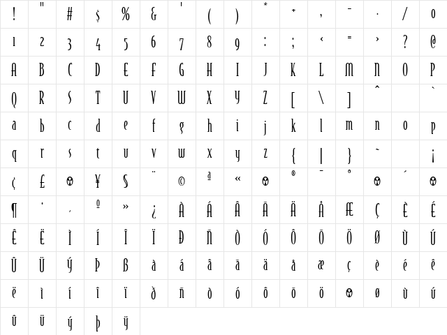 BodegaSerif LightOldstyle Character Map BodegaSerif LightOldstyle Character Map