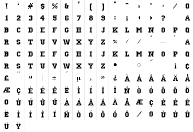 Racing Regular Character Map