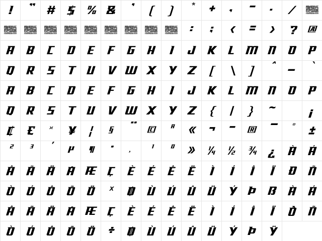 Racing Foner Personal Use Only Regular Character Map Racing Foner Personal Use Only Regular Character Map