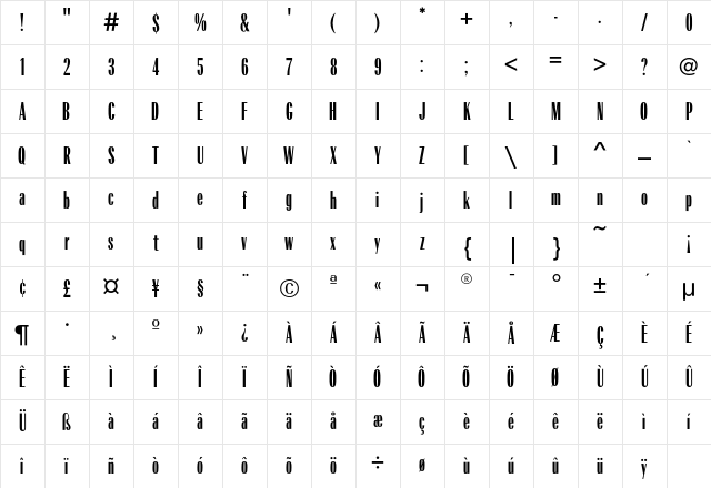 RadiantEFDisplay CondNo6 Character Map