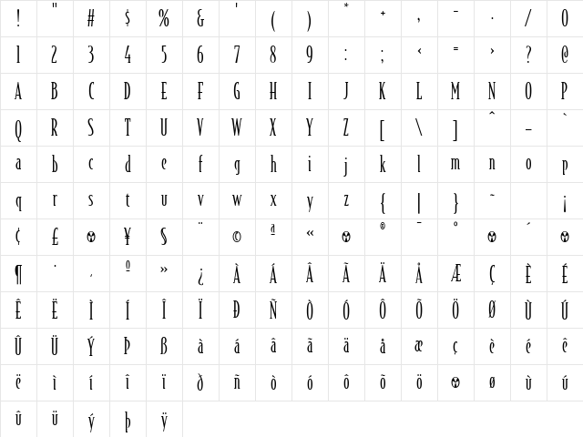 BodegaSerif Regular Character Map