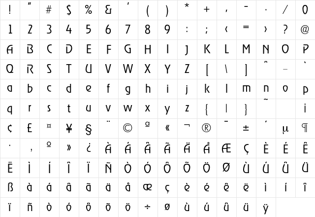 Ragtime-Light Regular Character Map Ragtime-Light Regular Character Map