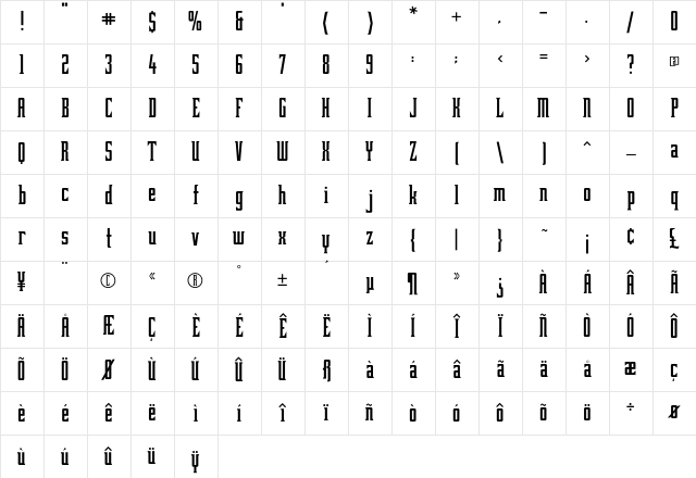 Rapture Medium Character Map