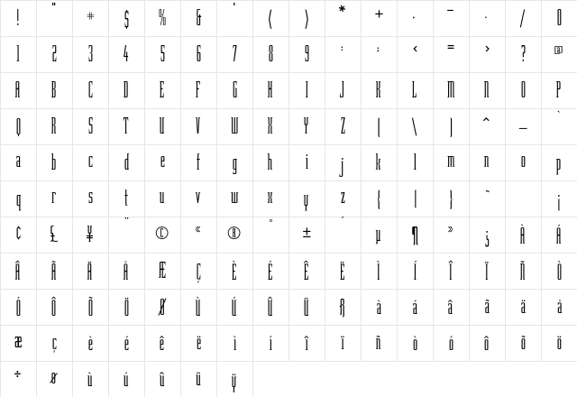 Rapture Regular Character Map