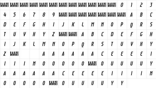 Raumdeuter Inline Italic Character Map