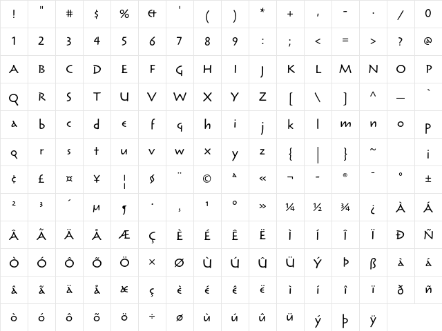 Reliq Std Calm Character Map Reliq Std Calm Character Map
