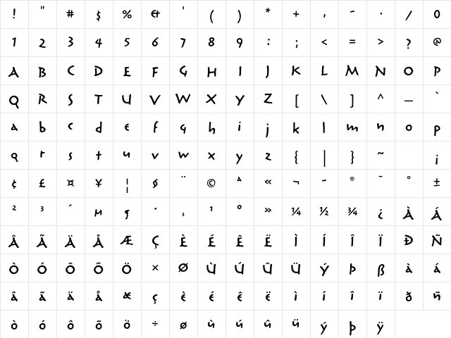 Reliq Std Semibold ExtraActive Character Map