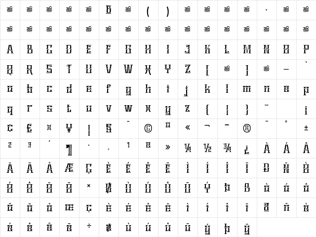 REMEEQtrial Regular Character Map