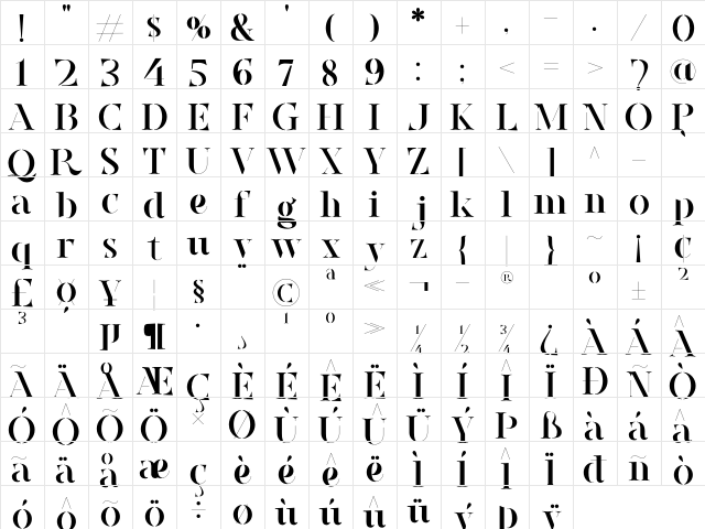 Renuella Stencil Personal Use Only Stencil-Personal-Use-Only Character Map