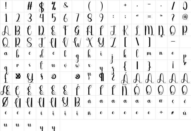 Retreat Regular Character Map