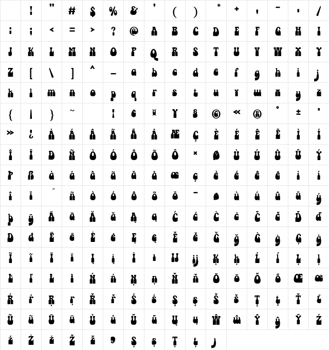 Retro Styla - Demo Version Regular Character Map Retro Styla - Demo Version Regular Character Map