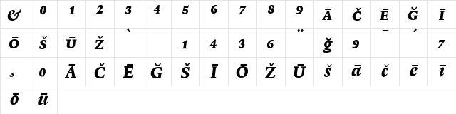 Lexicon No1 Italic E Pi Character Map