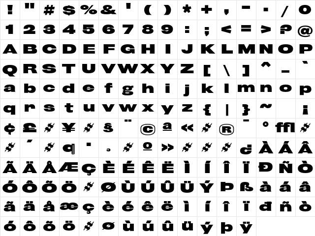 Rhode BoldExtended Character Map Rhode BoldExtended Character Map