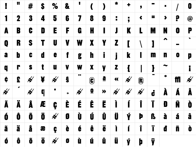 Rhode SemiboldCondensed Character Map Rhode SemiboldCondensed Character Map