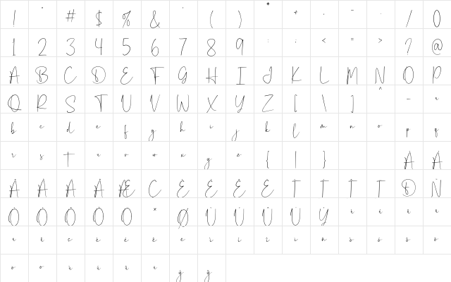 Rihania Smith Regular Character Map