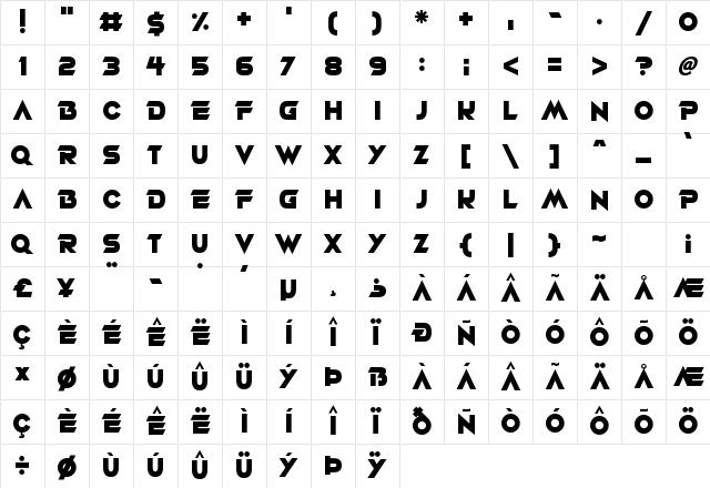 Robot Rebels Regular Character Map