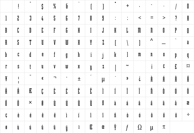 Robotik Std Regular Character Map