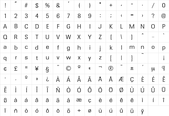 Rochester-Light Regular Character Map Rochester-Light Regular Character Map