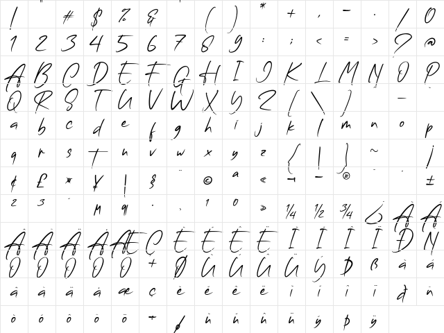 Rockhand Regular Character Map Rockhand Regular Character Map