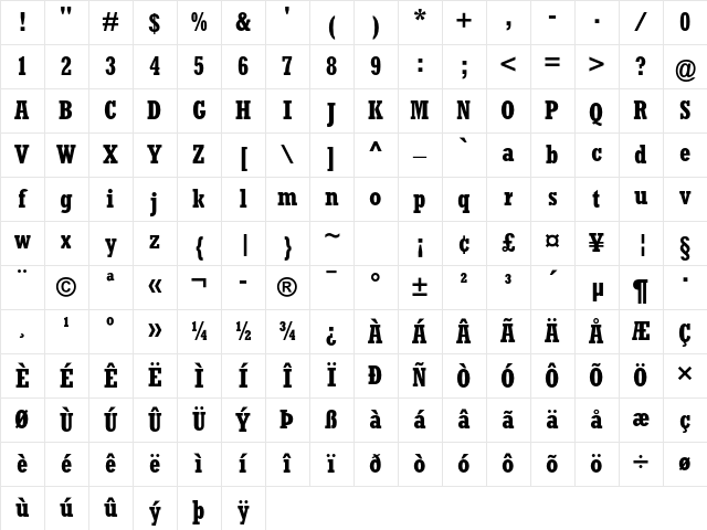 Rockwell Std Bold Condensed Character Map Rockwell Std Bold Condensed Character Map