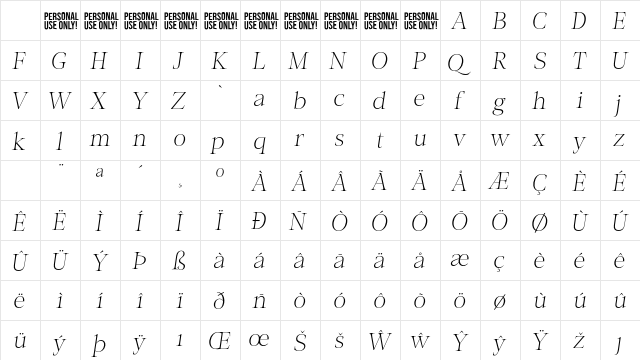 Role Model - Personal Use Oblique Italic Character Map Role Model - Personal Use Oblique Italic Character Map