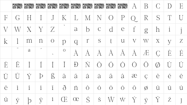 Role Model - Personal Use Italic Character Map