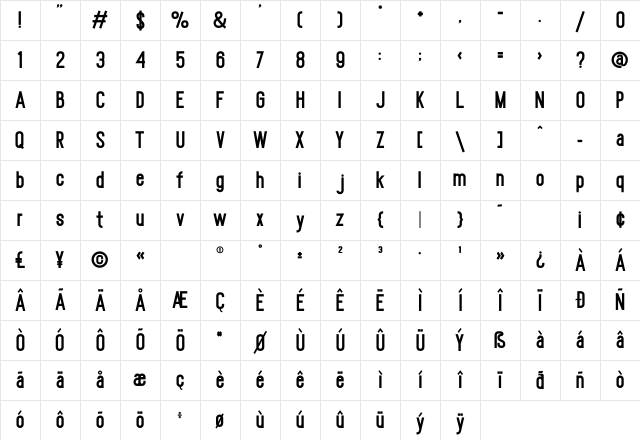 Rolever Bold Character Map