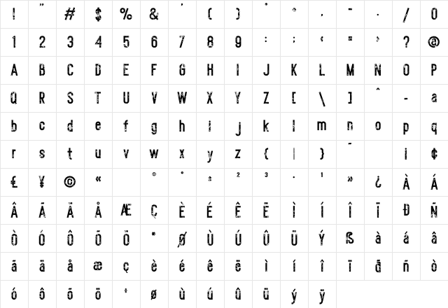 Rolever Texture Bold Character Map