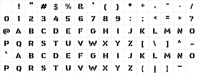 a Area Stencil Regular Character Map a Area Stencil Regular Character Map