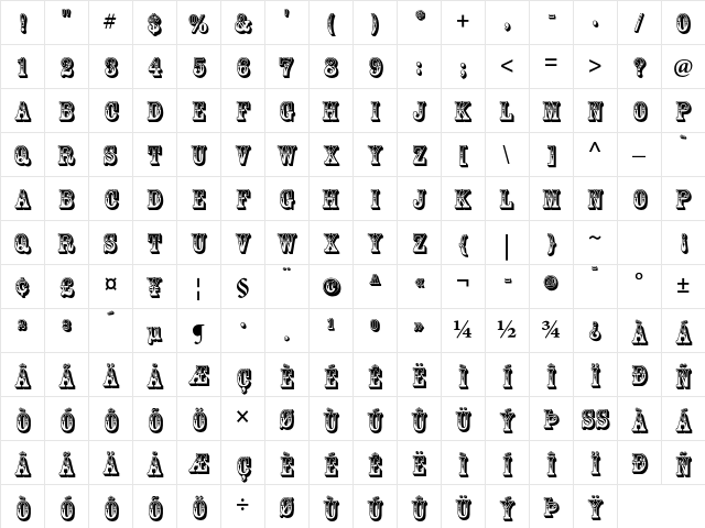 Rosewood Std Regular Character Map Rosewood Std Regular Character Map