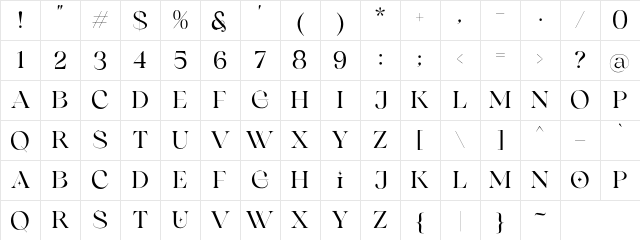 Rosie Brown Serif Demo Regular Character Map