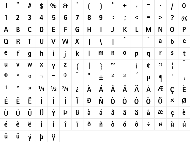 Rotis Sans Serif Std 75 Extra Bold Character Map