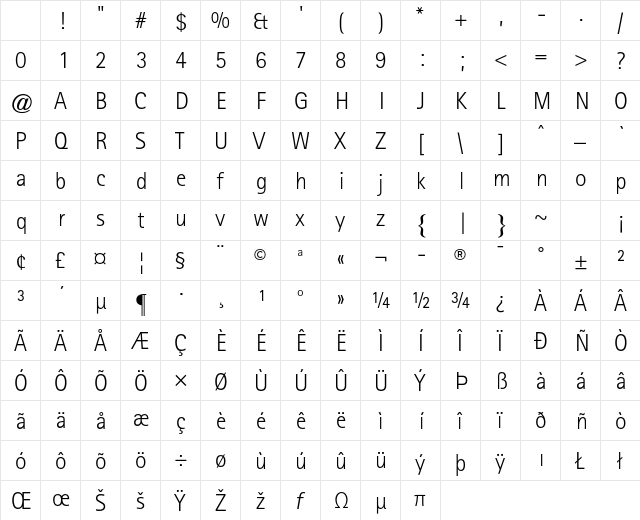 Rotis Sans Serif Std 45 Light Character Map Rotis Sans Serif Std 45 Light Character Map