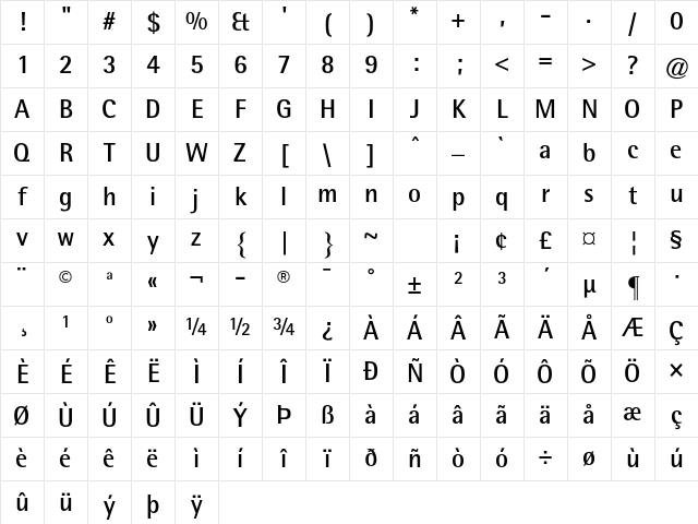 Rotis Semi Sans Std 65 Bold Character Map