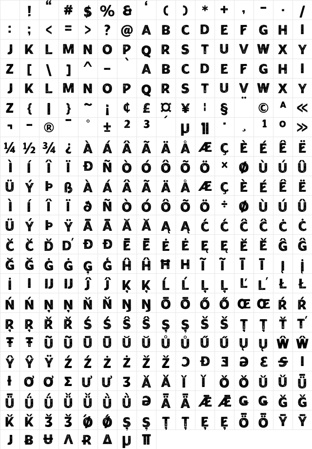 Rougant Rough PERSONAL USE ONLY Rough Character Map Rougant Rough PERSONAL USE ONLY Rough Character Map