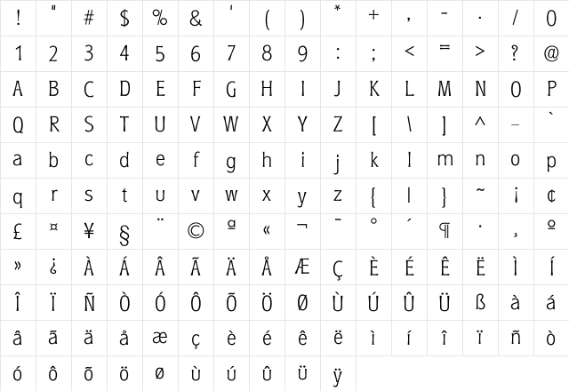 Rounde Xlight Character Map Rounde Xlight Character Map